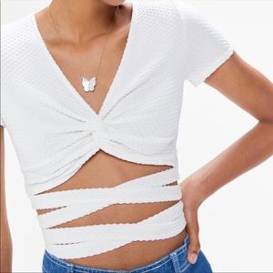 Urban Outfitters White Wrap Around Crop Top